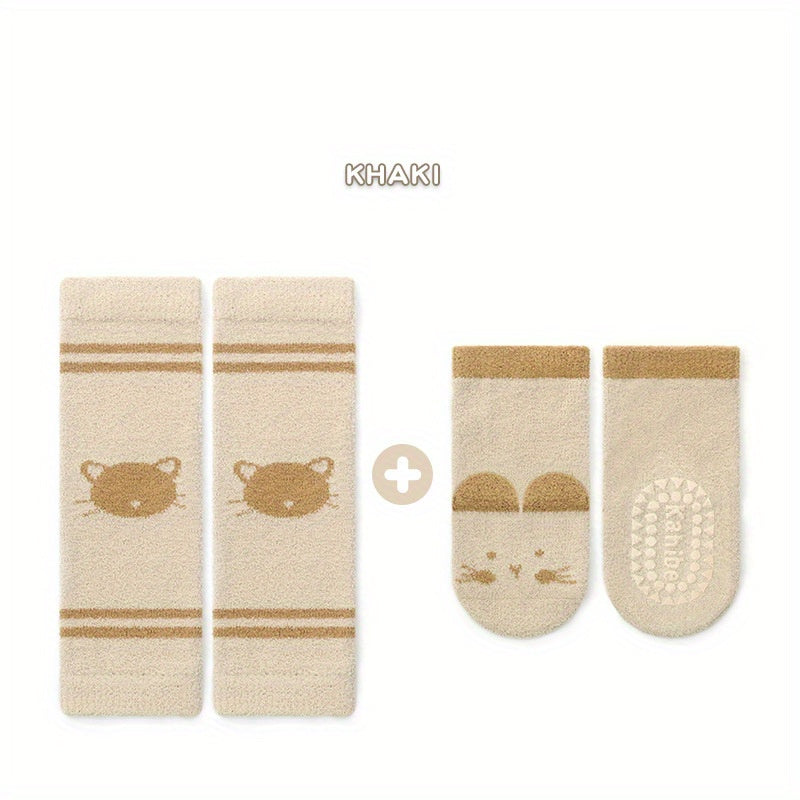 Crawling Knee Pads & Baby Socks Set Boys Girls Kids Warm Accessories