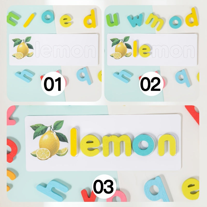 Wooden Educational Toy for Kids Word Recognition & Spelling Memory Matching Game
