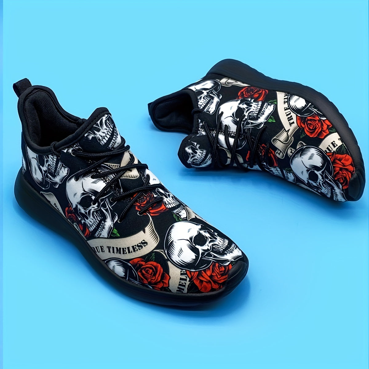 Men's Skull Print Lightweight Running Shoes Soft Sole Non slip Sneakers