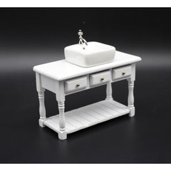 Dolls House Furniture Model Dining Room Wooden Table with Drawers