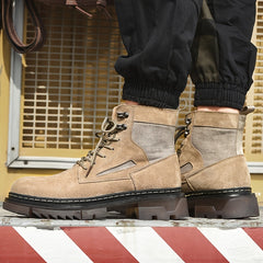 Men's Preppy Style Service Boots Casual Lace-up Walking Shoes High Top