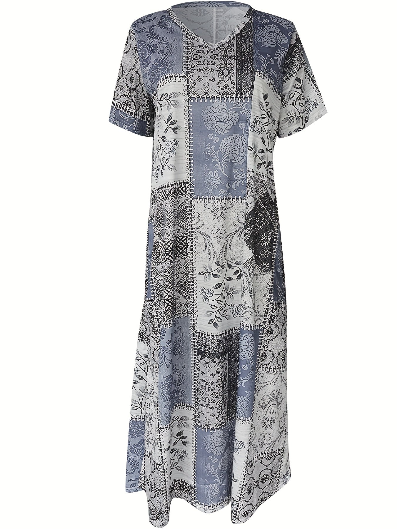  Boho Graphic Print Maxi Dress