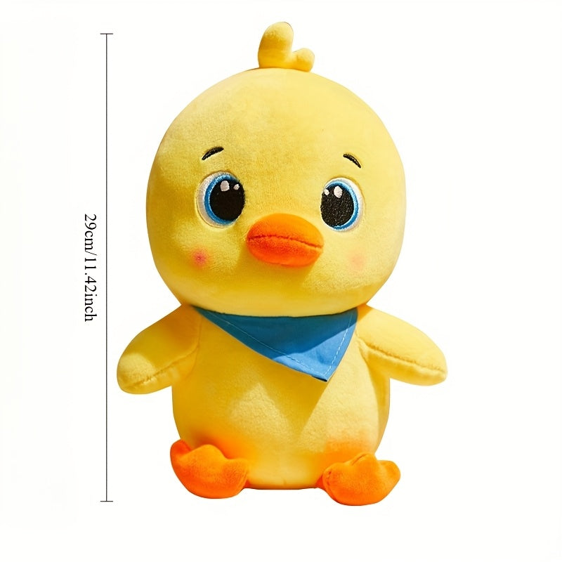 Yellow Chick Plush Toy with Bandana Soft Polyester Decor