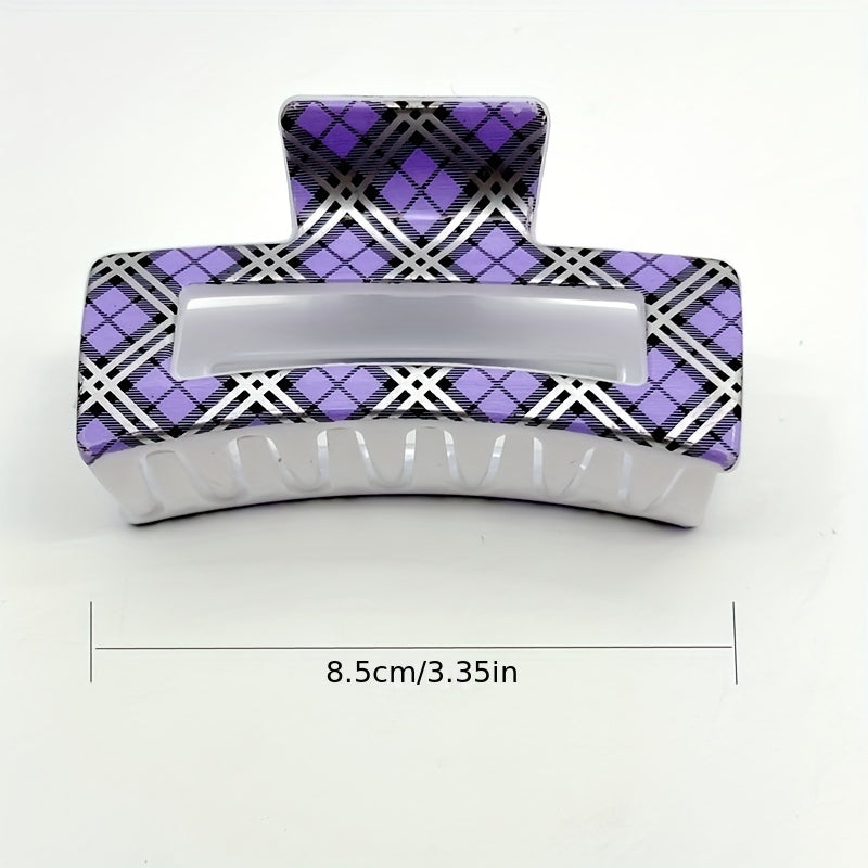 3pcs Plaid Hair Claw Ponytail Holder Hair Claw Clip