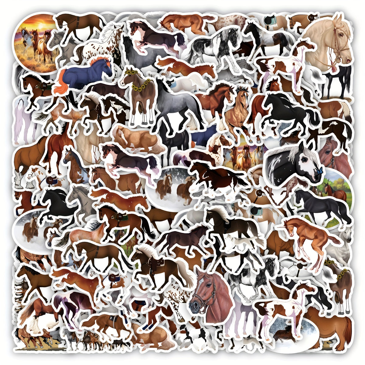 50pcs Horse Stickers Vinyl Water Proof Scrapbook Laptop Bumper Skateboard
