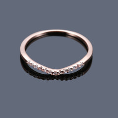 V Shape Zircon Ring 18K Plated CZ Band Jewelry Gift