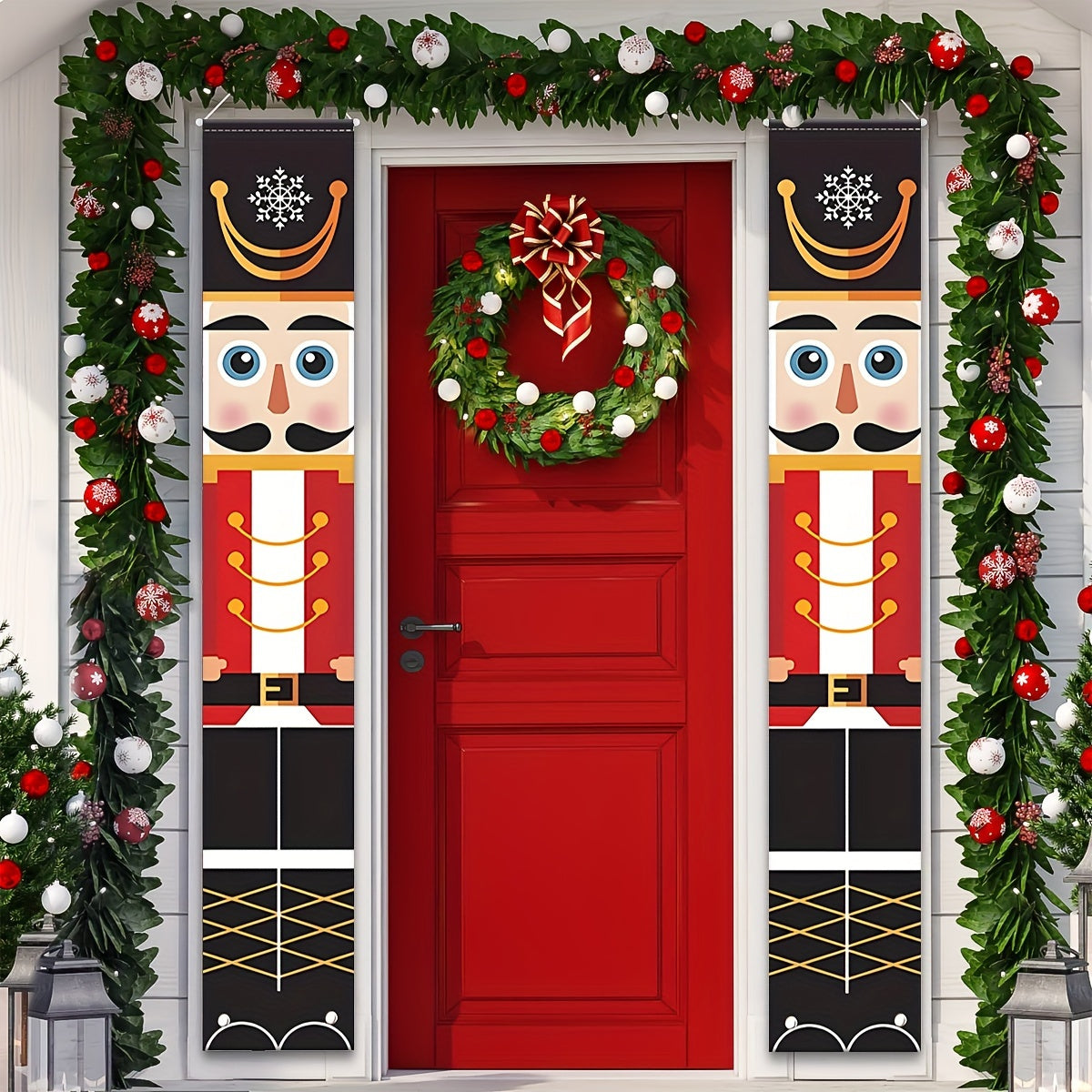 Christmas Banner Decor Porch Sign Happy Year Signs For Home Front Door Fireplace