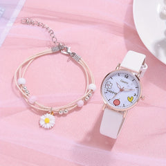 Kids Watch & Daisy Bracelet Set Gift for Girls