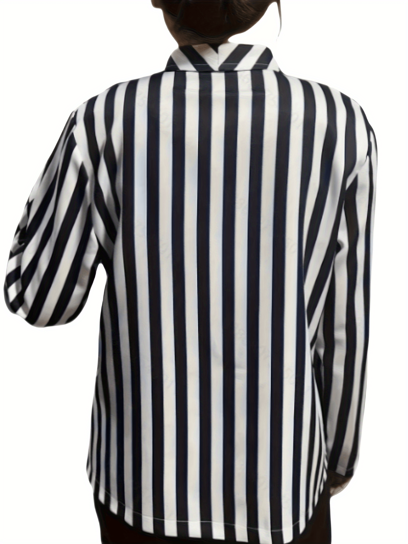 Striped Print Zipper Blazer Long Sleeve