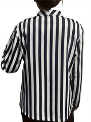 Striped Print Zipper Blazer Long Sleeve