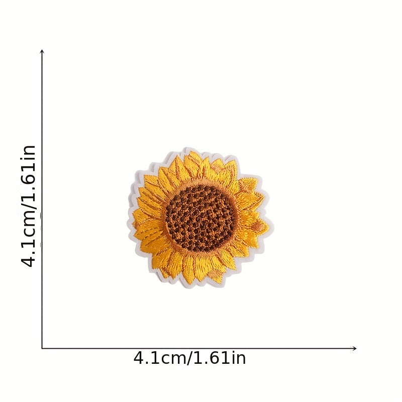 11pcs Sunflower Iron-On Patches Sew-On Embroidered Applique Repair DIY Crafts