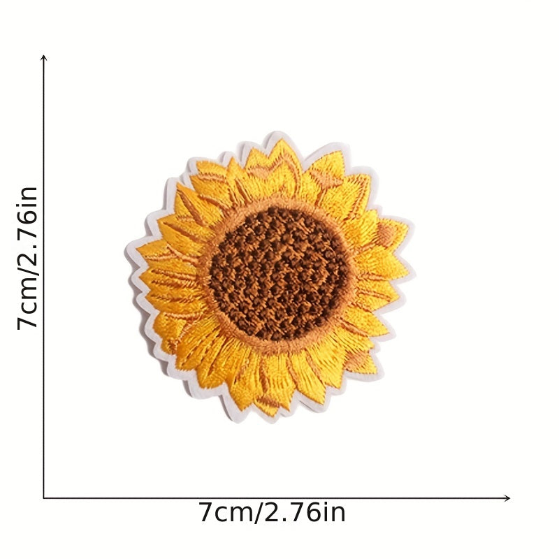 11pcs Sunflower Iron-On Patches Sew-On Embroidered Applique Repair DIY Crafts