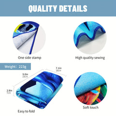 Quick Drying Shark Print Microfiber Beach Towel 27.5x55