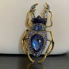 Vintage Scarab Beetle Brooch Pin Sparkle Rhinestone Aged Crystal Style