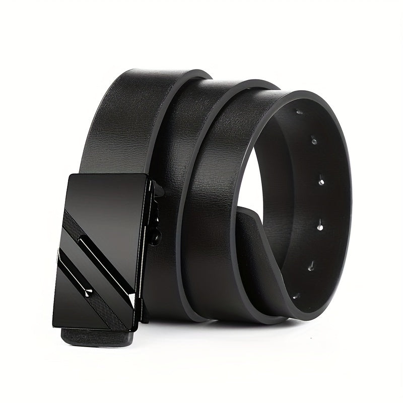 Men's Business Casual PU Leather Belt Smooth Buckle