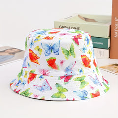 Kids Butterfly Print Sunshade Bucket Hat Outdoor Travel Vacation