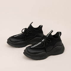 Thick Sole Chunky Shoes Letter Lace up Sneakers Women's Footwear