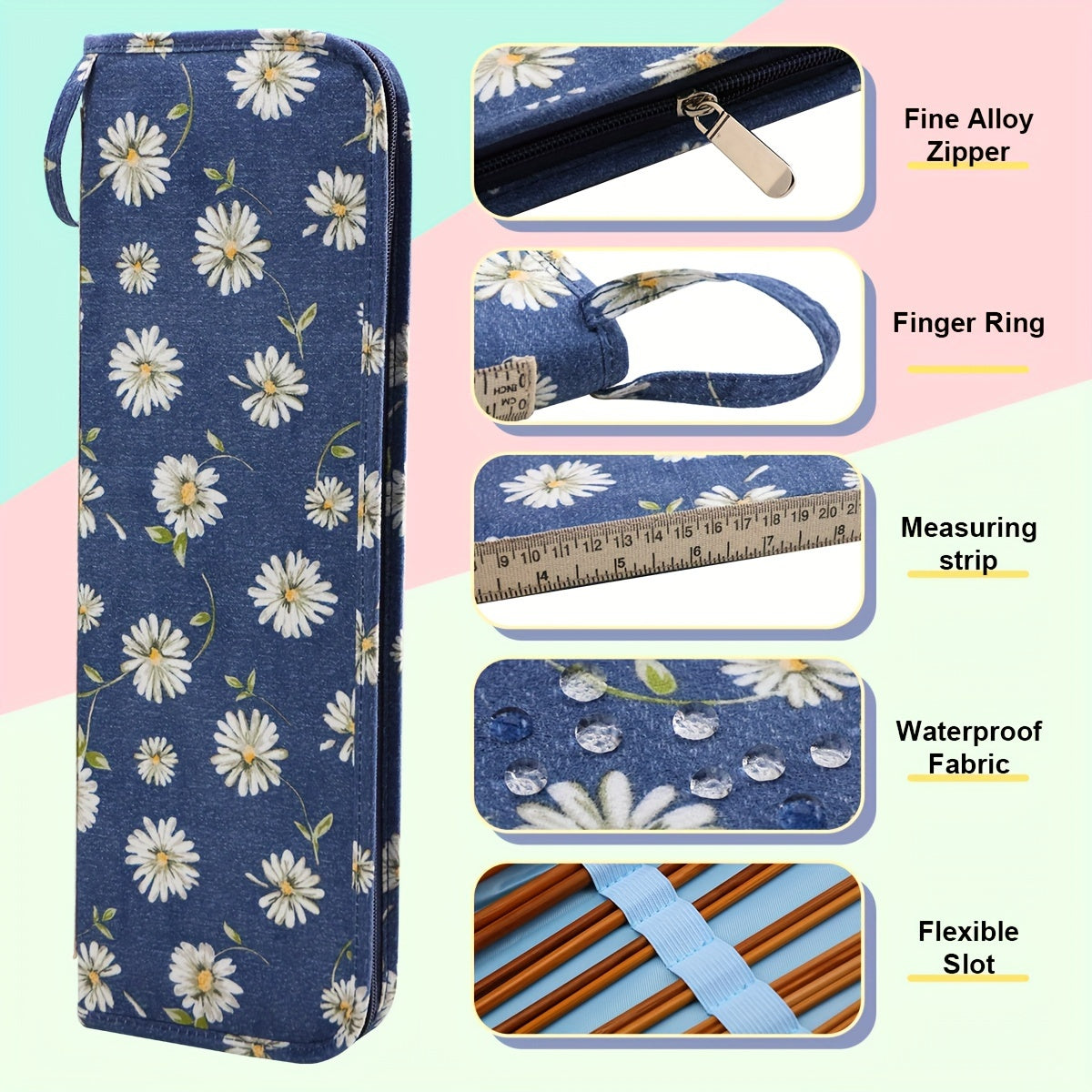 Knitting Needles Case Organizer Zipper Bag Travel Crochet Hooks Storage