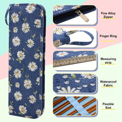 Knitting Needles Case Organizer Zipper Bag Travel Crochet Hooks Storage