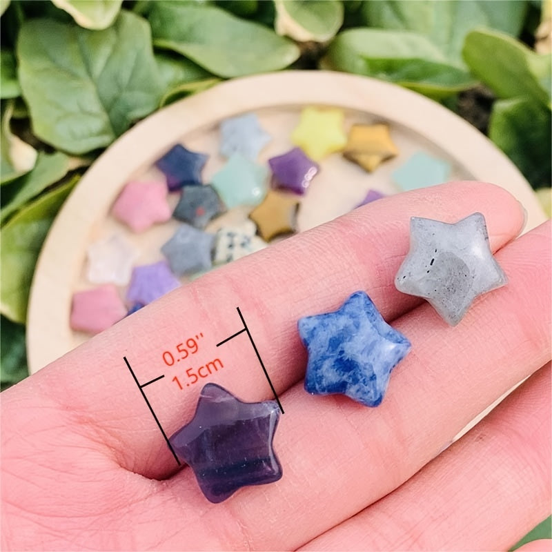 10pcs Mini Pentagram Rose Quartz Stone Statue for Jewelry and Aquarium