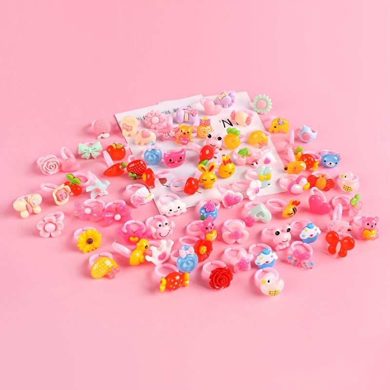 20pcs Cute Cartoon Kids Rings Set