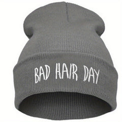 Bad Hair Embroidery Beanie Unisex Knit Hat Windproof Warm Beanies