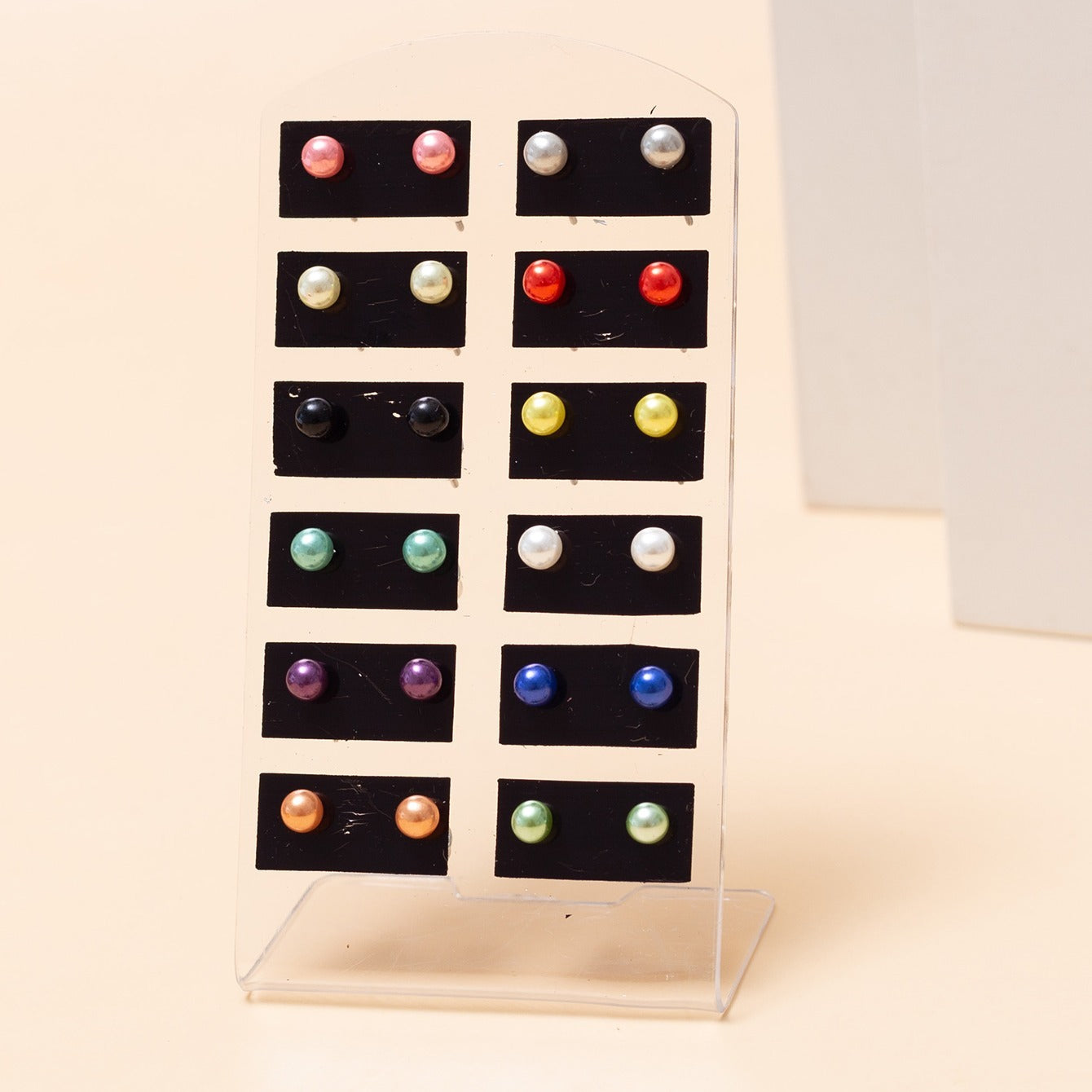 12 Pairs Colorful Pearl Ball Stud Earrings Men Women 6 8 10 12mm
