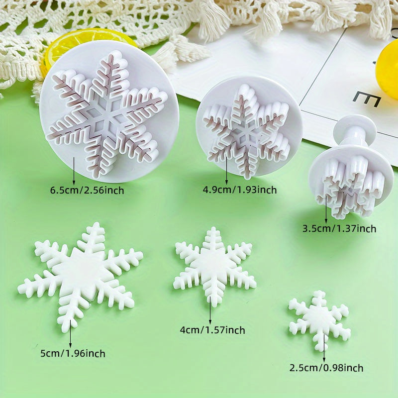 3pcs Snowflake Pattern Cookie Plunger Cutter Fondant Mold