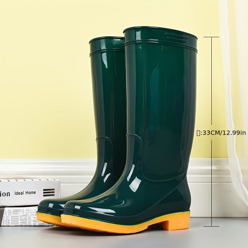 PVC Round Toe Flat Waterproof Rain Boots Lightweight Comfortable