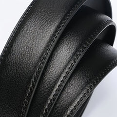 Men's Leather Belt Automatic Buckle Cowhide Strip Brown Pants Long Size