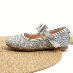Sequin Bowknot Ballet Shoes For Girls Lightweight Non slip Dress Shoes