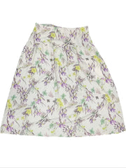  Floral Print High Rise Pleated Maxi Skirt