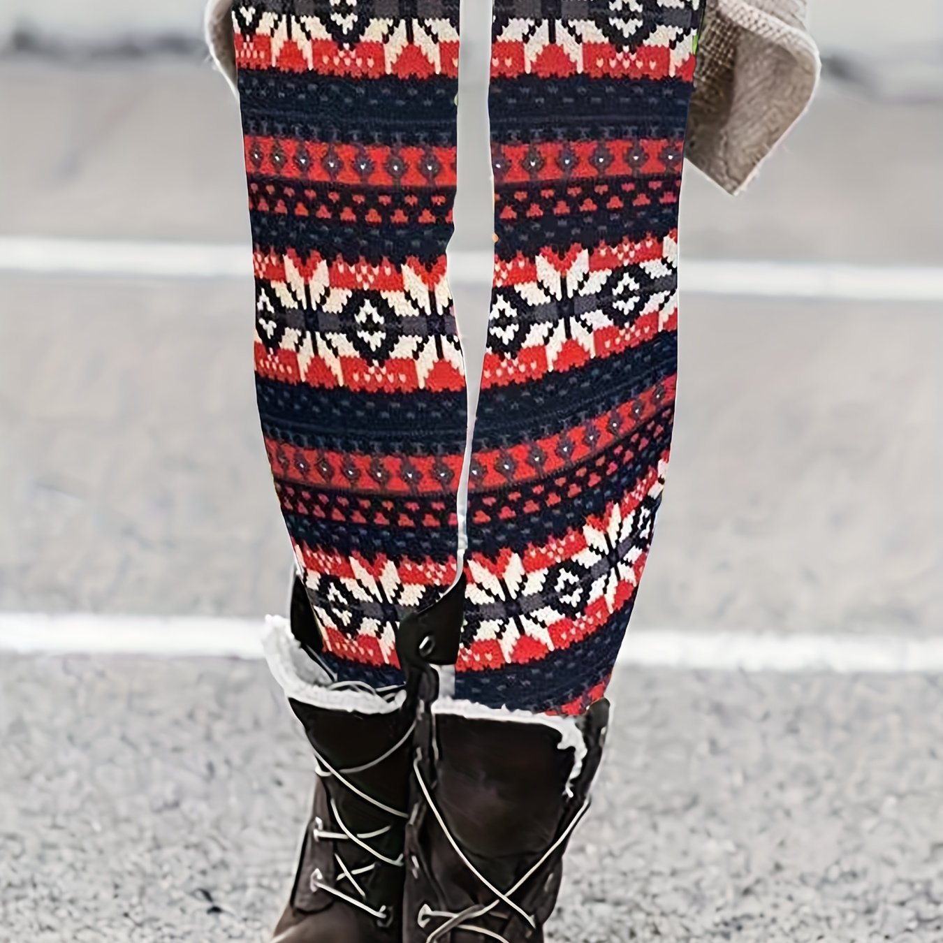  Geometric Print High Rise Skinny Trousers