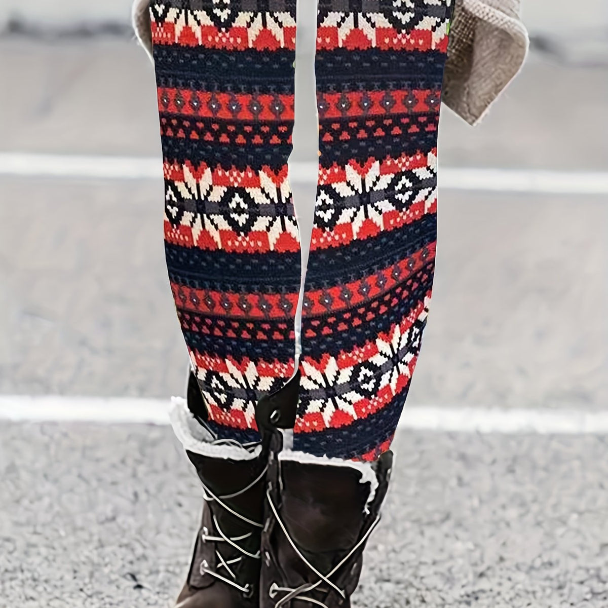  Geometric Print High Rise Skinny Trousers