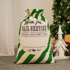 1pc Striped Christmas Bag Large Webbing Cotton Striped Christmas Bags