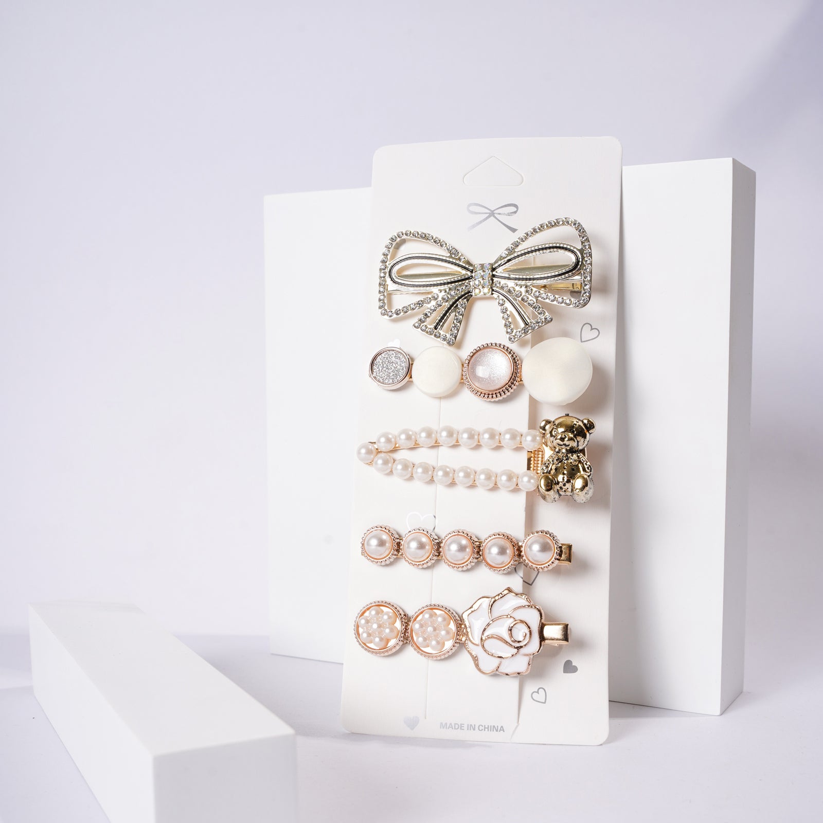 5pcs Geometric Hairpin Faux Pearl Women Hair Clips Girls Barrettes