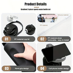 Leakproof Motivational Water Bottle with Time Marker & Straw 2000ML