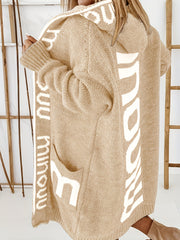 Waterfall Collar Knit Cardigan Hooded Sweater