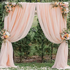 Wedding Peach Pink Chiffon Arches Valance for Decoration