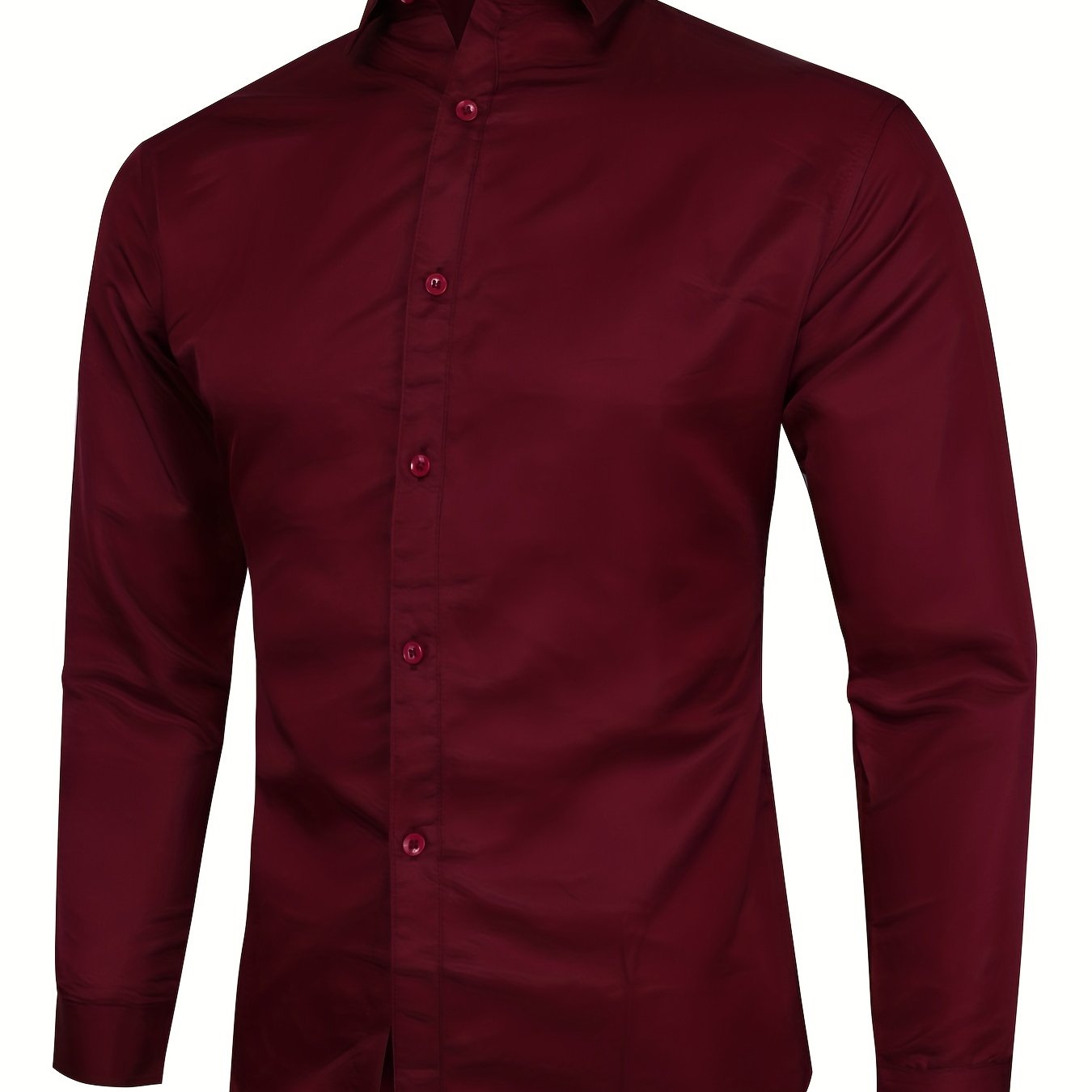 Men's Formal Plain Burgundy Button Up Shirt