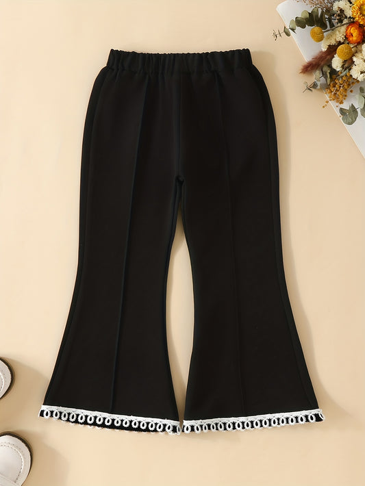 Girls' Boho Trim Flare Leg Bell Bottom Pants