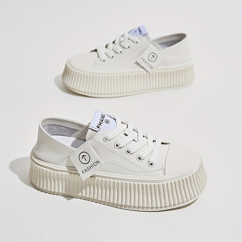 Women's Thick Bottom Board Shoes Soft Lace Up Sneakers