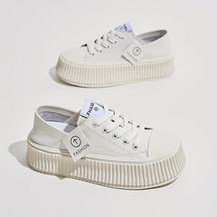 Women's Thick Bottom Board Shoes Soft Lace Up Sneakers