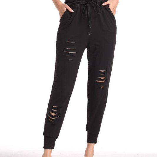 Women's Hollow Loose Yoga Running Trousers Breathable Sports Fitness Pants