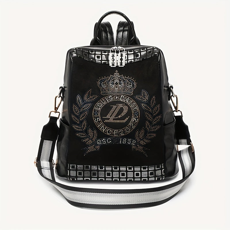 Rhinestone Decor Rucksack Women's Storage Bag