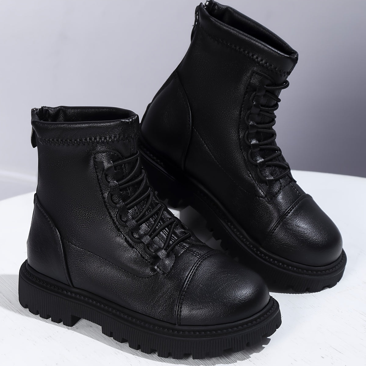 Vintage Solid Boots With Zipper For Girls