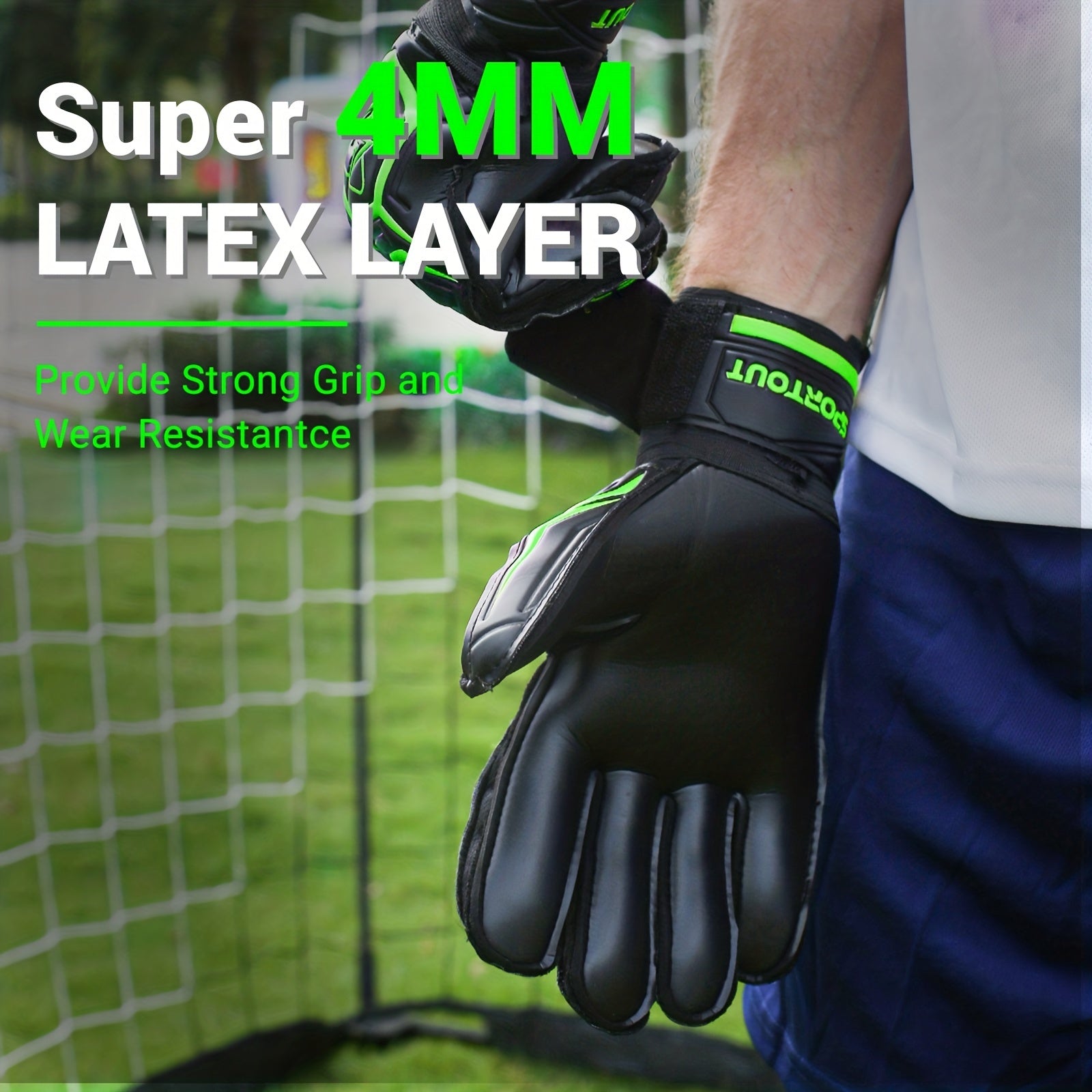 Goalie Gloves Fingersave 4mm Latex Soccer Gloves