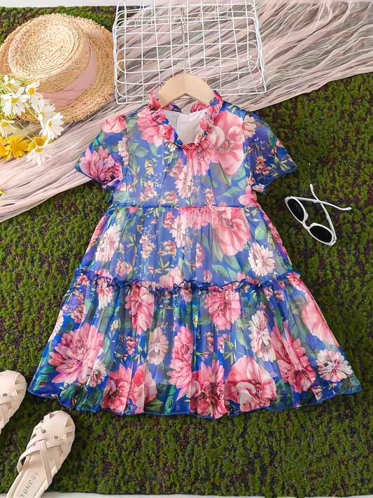 Baby Girls Ruffles Flowers Princess Dress Summer Clothes