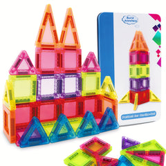 57pcs Mini Magnetic Building Blocks Small Size Iron Box Creative Stacking Toy