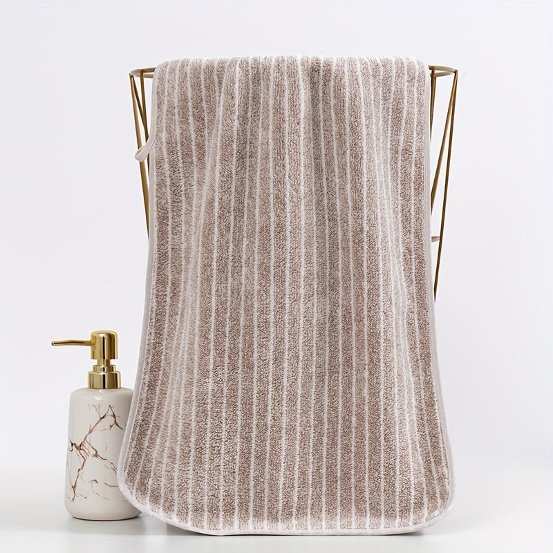 1pc Striped Pattern Hand Towel Coral Fleece Soft Absorbent Towel